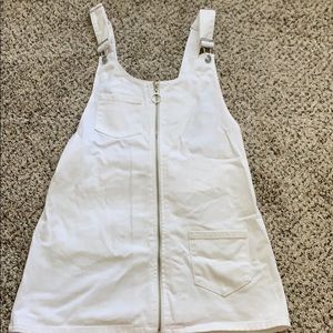 White, overall dress